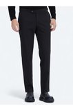 Siyah Dokuma Regular Fit Smart Casual Pamuk Karışımlı Pantolon