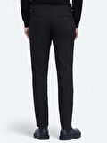 Siyah Dokuma Regular Fit Smart Casual Pamuk Karışımlı Pantolon