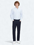 Lacivert Dokuma Slim Fit Casual Pantolon