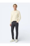 Siyah Dokuma Regular Fit Casual Pamuk Karışımlı Pantolon