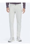 Ekru Düz Dokuma Slim Fit Casual Pamuk Karışımlı Pantolon