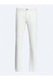 Ekru Düz Dokuma Slim Fit Casual Pamuk Karışımlı Pantolon