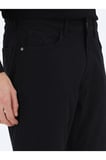 Siyah Düz Dokuma Slim Fit Casual Pamuk Karışımlı Pantolon