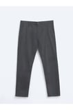 Gri Düz Dokuma Regular Fit Casual Pamuk Karışımlı Pantolon