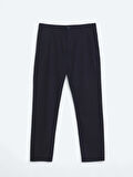 Lacivert Düz Dokuma Regular Fit Casual Pamuk Karışımlı Pantolon