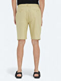 Yağ Yeşili Dokuma Jogging Fit Casual Pamuk Karışımlı Bermuda