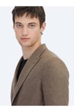 Kahverengi Modern Fit Yün Karışımlı Ceket