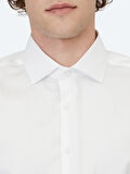 Beyaz Düz Regular Fit Dokuma Klasik %100 Pamuk Gömlek