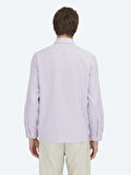 Lila Düz Regular Fit Dokuma Klasik Pamuk Karışımlı Gömlek