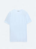 Beyaz Bisiklet Yaka %100 Pamuk T-Shirt