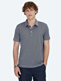 Lacivert Polo Yaka Pamuk Karışımlı T-Shirt