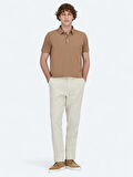 Kahverengi Polo Yaka Pamuk Karışımlı T-Shirt