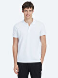 Beyaz Düz Polo Yaka %100 Pamuk T-Shirt