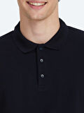Lacivert Düz Polo Yaka %100 Pamuk T-Shirt
