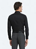 Siyah Düz Slim Fit Dokuma Klasik %100 Pamuk Gömlek