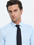 Mavi Düz Slim Fit Dokuma Klasik %100 Pamuk Gömlek