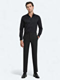 Siyah Düz Regular Fit Dokuma Klasik %100 Pamuk Gömlek
