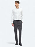 Beyaz Düz Slim Fit Dokuma Klasik %100 Pamuk Gömlek