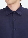 Lacivert Çizgili Regular Fit Dokuma Casual Gömlek