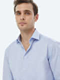Mavi Düz Regular Fit Dokuma Klasik %100 Pamuk Gömlek