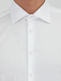 Beyaz Düz Slim Fit Dokuma Klasik %100 Pamuk Gömlek