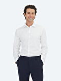 Beyaz Düz Slim Fit Dokuma Klasik %100 Pamuk Gömlek