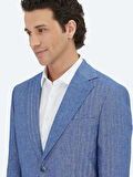 Mavi Çizgili Modern Fit Pamuk Karışımlı Ceket