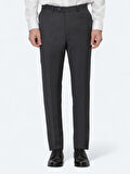 Antrasit Düz Dokuma Fitted Fit Klasik Yün Karışımlı Pantolon