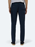 Lacivert Düz Dokuma Regular Fit Casual Pamuk Karışımlı Pantolon