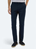 Lacivert Düz Dokuma Regular Fit Casual Pamuk Karışımlı Pantolon