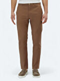 Açık Kahve Düz Dokuma Regular Fit Casual Pamuk Karışımlı Pantolon