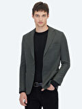 Haki Modern Fit Yün Karışımlı Ceket