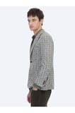 Haki Desenli Modern Fit Yün Karışımlı Örme Ceket