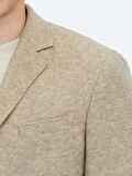 Bej Desenli Modern Fit Yün Karışımlı Örme Ceket