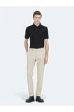 Bej Düz Dokuma Regular Fit Casual Pamuk Karışımlı Pantolon
