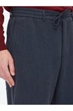 Lacivert Çizgili Dokuma Jogging Fit Casual Pantolon