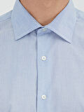 Lacivert Regular Fit Dokuma Klasik Pamuk Karışımlı Gömlek