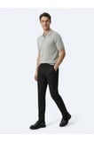 Siyah Dokuma Jogging Fit Casual Pamuk Karışımlı Pantolon