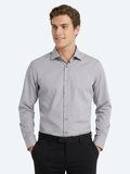 Gri Regular Fit Uzun Dokuma Casual Pamuk Karışımlı Gömlek