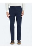 Lacivert Düz Dokuma Regular Fit Casual Pamuk Karışımlı Pantolon