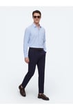 Lacivert Düz Dokuma Regular Fit Casual Pamuk Karışımlı Pantolon