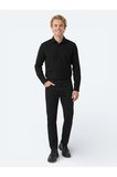 Siyah Düz Dokuma Slim Fit Spor Pamuk Karışımlı Pantolon