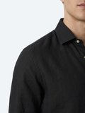 Siyah Regular Fit Uzun Dokuma Casual Pamuk Karışımlı Gömlek
