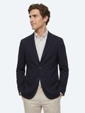 Lacivert Kareli Modern Fit Pamuk Karışımlı Örme Ceket