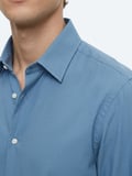 Mavi Çizgili Regular Fit Uzun Dokuma Casual %100 Pamuk Gömlek
