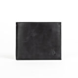 RFID Korumalı Siyah Hakiki Deri Erkek Cüzdan |Minimalist | Companion Obsidian