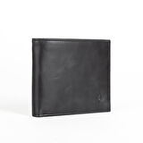 RFID Korumalı Siyah Hakiki Deri Erkek Cüzdan |Minimalist | Companion Obsidian