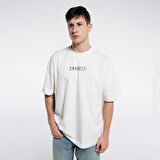 Ness Erkek Kırık Beyaz %100 Cotton Bisiklet Yaka Oversize Tshirt  | XL