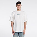 Ness Erkek Kırık Beyaz %100 Cotton Bisiklet Yaka Oversize Tshirt  | XL