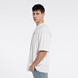 Ness Erkek Kırık Beyaz %100 Cotton Bisiklet Yaka Oversize Tshirt  | XL
